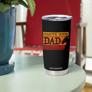 Chaotic Good Dad Funny Tabletop Gamer Parenting Tumbler Cup Retro Sunset Vintage Fantasy Graphic