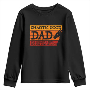 Chaotic Good Dad Funny Tabletop Gamer Parenting Youth Sweatshirt Retro Sunset Vintage Fantasy Graphic