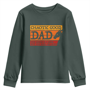 Chaotic Good Dad Funny Tabletop Gamer Parenting Youth Sweatshirt Retro Sunset Vintage Fantasy Graphic