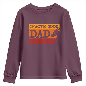 Chaotic Good Dad Funny Tabletop Gamer Parenting Youth Sweatshirt Retro Sunset Vintage Fantasy Graphic