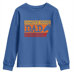 Chaotic Good Dad Funny Tabletop Gamer Parenting Youth Sweatshirt Retro Sunset Vintage Fantasy Graphic