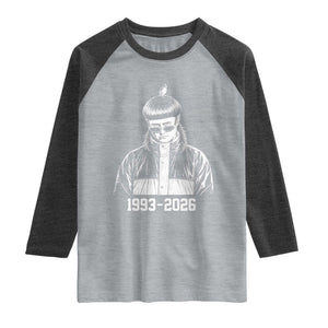 Retro Bowl Cut Music Icon Rip Memorial Raglan Shirt 1993 2026 Internet Meme Pop Culture Fan