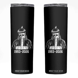 Retro Bowl Cut Music Icon Rip Memorial Skinny Tumbler 1993 2026 Internet Meme Pop Culture Fan