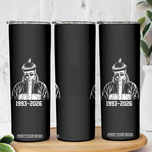 Retro Bowl Cut Music Icon Rip Memorial Skinny Tumbler 1993 2026 Internet Meme Pop Culture Fan