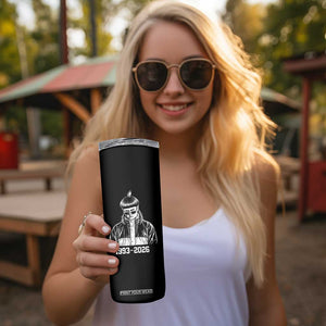 Retro Bowl Cut Music Icon Rip Memorial Skinny Tumbler 1993 2026 Internet Meme Pop Culture Fan