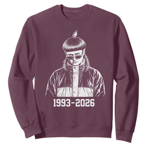 Retro Bowl Cut Music Icon Rip Memorial Sweatshirt 1993 2026 Internet Meme Pop Culture Fan