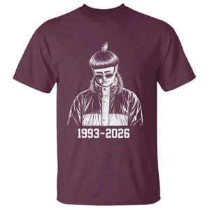 Retro Bowl Cut Music Icon Rip Memorial T Shirt 1993 2026 Internet Meme Pop Culture Fan