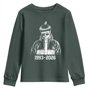 Retro Bowl Cut Music Icon Rip Memorial Youth Sweatshirt 1993 2026 Internet Meme Pop Culture Fan