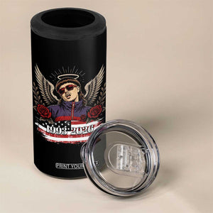 Retro Bowl Cut Music Icon Angel Wings Rest In Peace 4 in 1 Can Cooler Tumbler American Flag Memorial 1993 2026 Pop Culture Fan