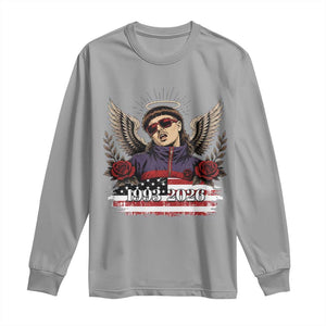 Retro Bowl Cut Music Icon Angel Wings Rest In Peace Long Sleeve Shirt American Flag Memorial 1993 2026 Pop Culture Fan