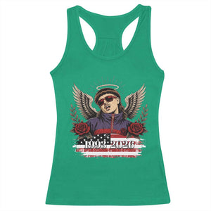 Retro Bowl Cut Music Icon Angel Wings Rest In Peace Racerback Tank Top American Flag Memorial 1993 2026 Pop Culture Fan