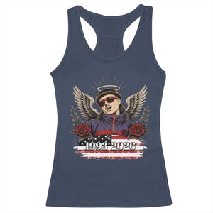 Retro Bowl Cut Music Icon Angel Wings Rest In Peace Racerback Tank Top American Flag Memorial 1993 2026 Pop Culture Fan