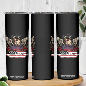 Retro Bowl Cut Music Icon Angel Wings Rest In Peace Skinny Tumbler American Flag Memorial 1993 2026 Pop Culture Fan