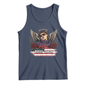 Retro Bowl Cut Music Icon Angel Wings Rest In Peace Tank Top American Flag Memorial 1993 2026 Pop Culture Fan