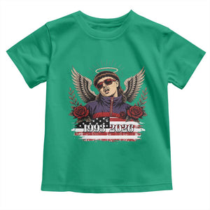 Retro Bowl Cut Music Icon Angel Wings Rest In Peace Toddler T Shirt American Flag Memorial 1993 2026 Pop Culture Fan