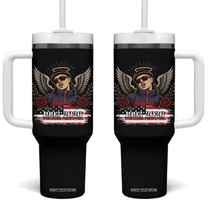 Retro Bowl Cut Music Icon Angel Wings Rest In Peace Tumbler With Handle American Flag Memorial 1993 2026 Pop Culture Fan