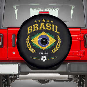 Retro Brasil Soccer Pride Crest Est 1914 Spare Tire Cover Vintage Brazil Flag Futbol Lover Football Fans