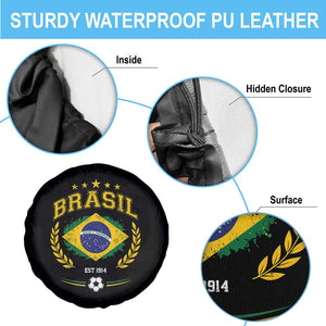 Retro Brasil Soccer Pride Crest Est 1914 Spare Tire Cover Vintage Brazil Flag Futbol Lover Football Fans