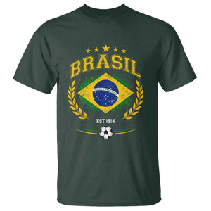 Retro Brasil Soccer Pride Crest Est 1914 T Shirt Vintage Brazil Flag Futbol Lover Football Fans