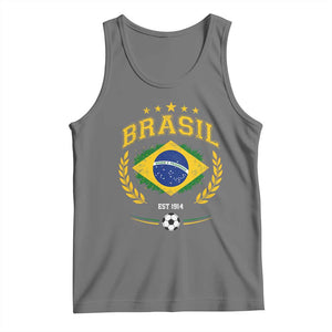 Retro Brasil Soccer Pride Crest Est 1914 Tank Top Vintage Brazil Flag Futbol Lover Football Fans