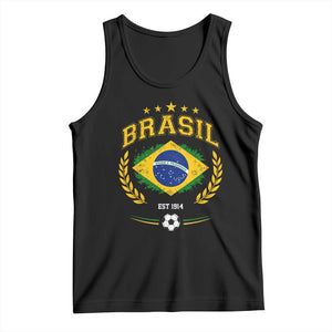 Retro Brasil Soccer Pride Crest Est 1914 Tank Top Vintage Brazil Flag Futbol Lover Football Fans