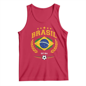 Retro Brasil Soccer Pride Crest Est 1914 Tank Top Vintage Brazil Flag Futbol Lover Football Fans