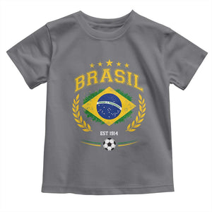 Retro Brasil Soccer Pride Crest Est 1914 Toddler T Shirt Vintage Brazil Flag Futbol Lover Football Fans