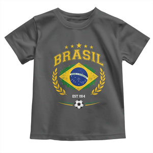 Retro Brasil Soccer Pride Crest Est 1914 Toddler T Shirt Vintage Brazil Flag Futbol Lover Football Fans