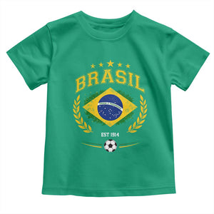 Retro Brasil Soccer Pride Crest Est 1914 Toddler T Shirt Vintage Brazil Flag Futbol Lover Football Fans