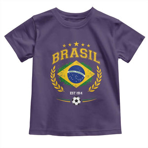 Retro Brasil Soccer Pride Crest Est 1914 Toddler T Shirt Vintage Brazil Flag Futbol Lover Football Fans