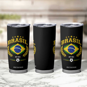 Retro Brasil Soccer Pride Crest Est 1914 Tumbler Cup Vintage Brazil Flag Futbol Lover Football Fans