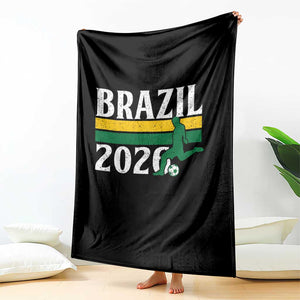 Vintage Brazil 2026 Soccer Player Throw Blanket Retro Brasil Futbol Football Fans Sports Lover
