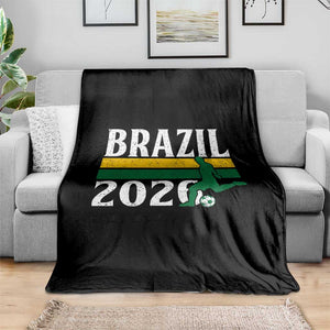 Vintage Brazil 2026 Soccer Player Throw Blanket Retro Brasil Futbol Football Fans Sports Lover