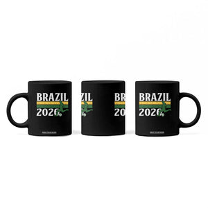 Vintage Brazil 2026 Soccer Player Coffee Mug Retro Brasil Futbol Football Fans Sports Lover
