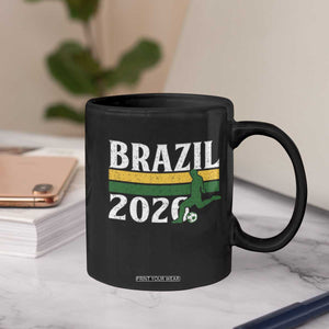 Vintage Brazil 2026 Soccer Player Coffee Mug Retro Brasil Futbol Football Fans Sports Lover
