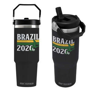 Vintage Brazil 2026 Soccer Player Flip Straw Tumbler Retro Brasil Futbol Football Fans Sports Lover