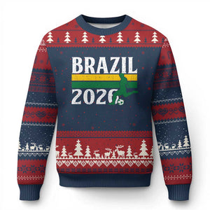Vintage Brazil 2026 Soccer Player Ugly Christmas Sweater Retro Brasil Futbol Football Fans Sports Lover