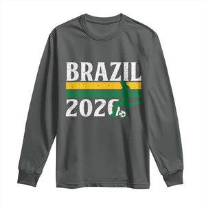 Vintage Brazil 2026 Soccer Player Long Sleeve Shirt Retro Brasil Futbol Football Fans Sports Lover