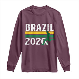 Vintage Brazil 2026 Soccer Player Long Sleeve Shirt Retro Brasil Futbol Football Fans Sports Lover