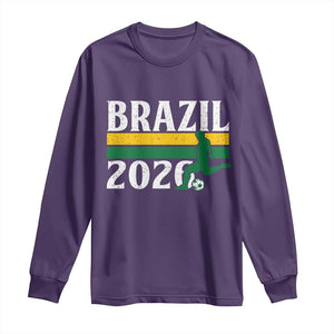 Vintage Brazil 2026 Soccer Player Long Sleeve Shirt Retro Brasil Futbol Football Fans Sports Lover