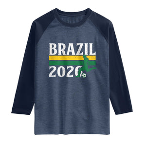 Vintage Brazil 2026 Soccer Player Raglan Shirt Retro Brasil Futbol Football Fans Sports Lover