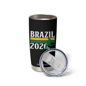 Vintage Brazil 2026 Soccer Player Tumbler Cup Retro Brasil Futbol Football Fans Sports Lover
