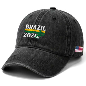 Vintage Brazil 2026 Soccer Player Washed Cotton Baseball Cap Retro Brasil Futbol Football Fans Sports Lover