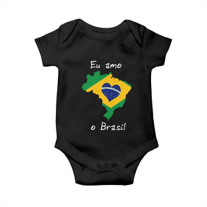 Eu Amo O Brasil Flag Map Baby Onesie I Love Brazil Patriotic Heart Brazilian Pride