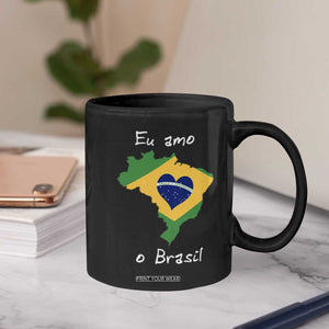 Eu Amo O Brasil Flag Map Coffee Mug I Love Brazil Patriotic Heart Brazilian Pride