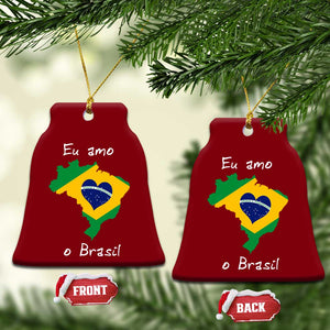 Eu Amo O Brasil Flag Map Ceramic Ornament I Love Brazil Patriotic Heart Brazilian Pride
