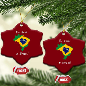 Eu Amo O Brasil Flag Map Ceramic Ornament I Love Brazil Patriotic Heart Brazilian Pride