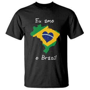 Eu Amo O Brasil Flag Map T Shirt I Love Brazil Patriotic Heart Brazilian Pride