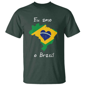 Eu Amo O Brasil Flag Map T Shirt I Love Brazil Patriotic Heart Brazilian Pride
