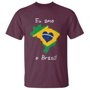 Eu Amo O Brasil Flag Map T Shirt I Love Brazil Patriotic Heart Brazilian Pride